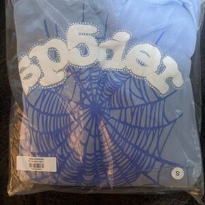 Web Hoodie Graphic Pullover Sweatshirt - Blue